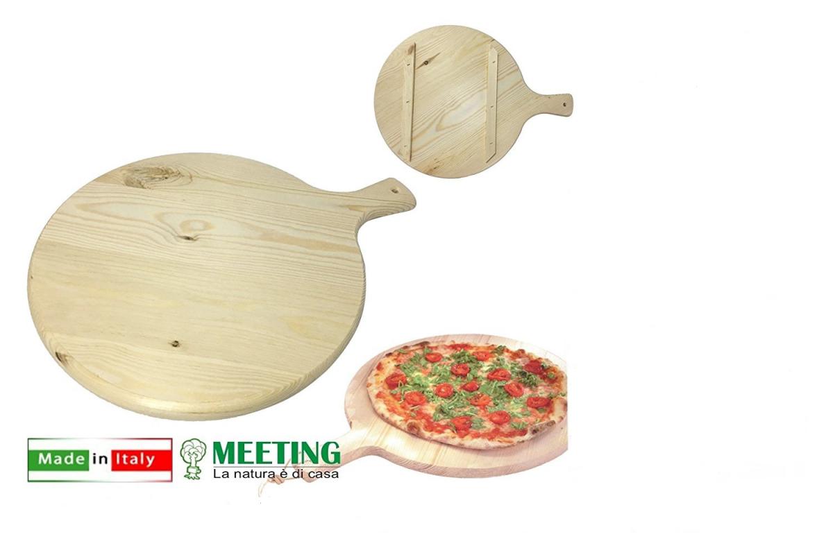 7 Pouces Vassoio di Servizio con Manico Fablcrew Tagliere per Pizza Rotondo in Legno per Pizza e Tartarughe 17,8 cm 17 * 28cm 
